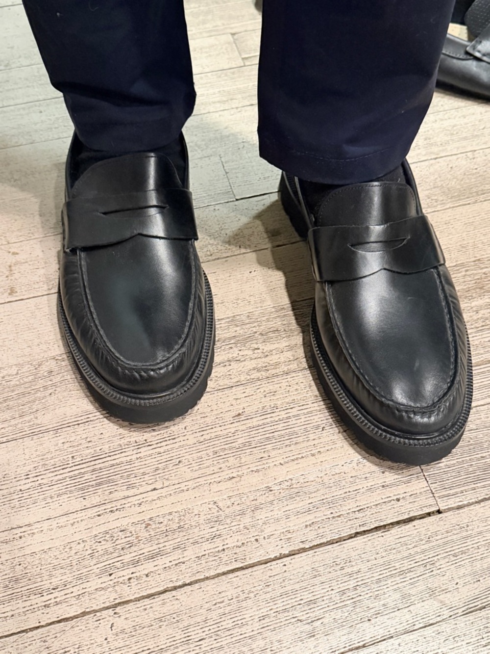 Cole Haan Black Leather Penny Loafers